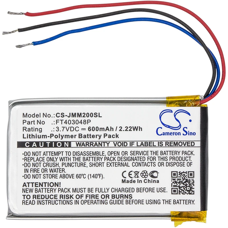 Батарея Cameron Sino для JBL Micro 2 II Clip. Подходит FT403048P Battery. battery.Li Polymer.3.70V.600mAh /
