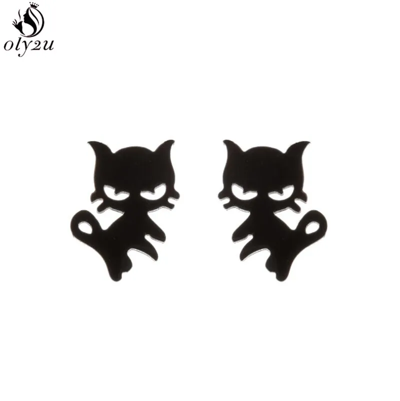 Lovely Stainless Steel Cat Earrings for Women Children Jewelry Trendy Cute Animal Dog Paw Stud Earrings Girls Birthday Gifts