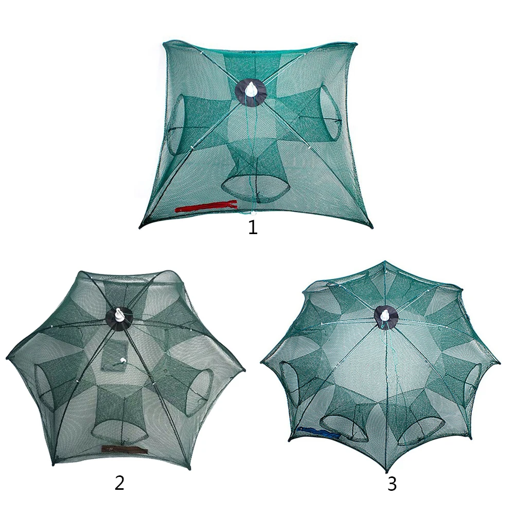 Strengthened 4/6/8 Holes Automatic Fishing Net Shrimp Cage Nylon Foldable Crab Fish Trap Cast Net Cast Folding Fishing Network