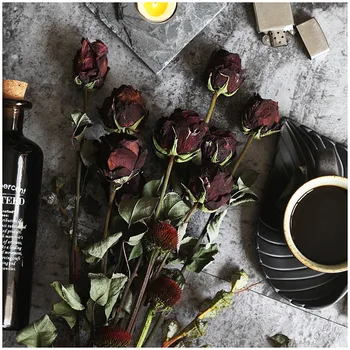 

5pcs High quality natural dry rose wedding flowers fordiy window wedding wall decoration Free Shipping