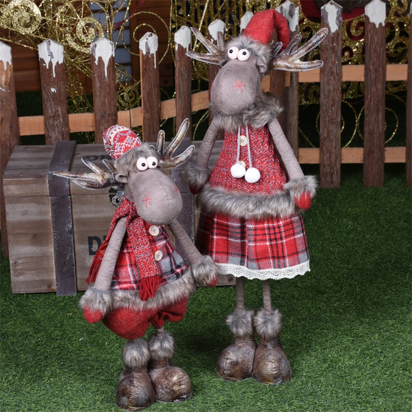 

Retractable 73cm Reindeer Doll Standing Navidad Figurine Christmas Dolls christmas tree decorations New Year adornos de navidad