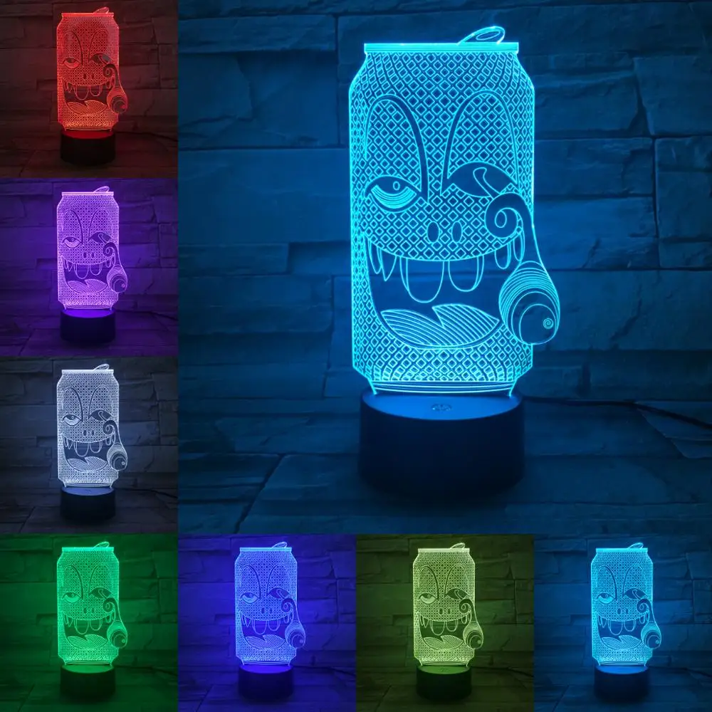 3D бутылка лампа Акриловая тарелка сенсорный беспроводной USB пивная ваза Can Bar Luminaria вечерние магазин украшение стола мальчики подарок на день рождения праздник