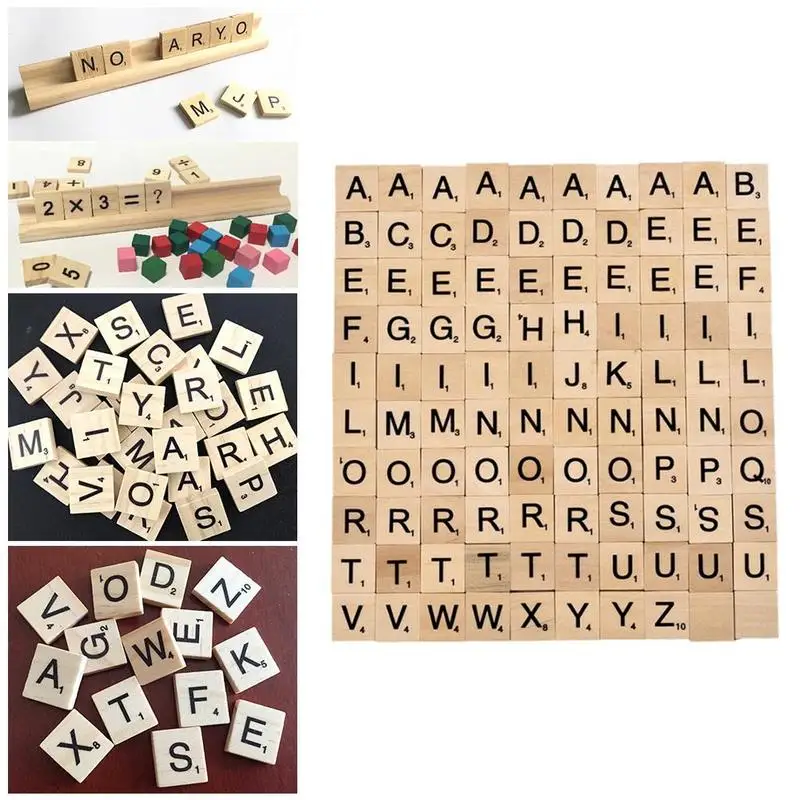 Toy Kids Goldge 100pcs Wooden Scrabble Letters For Crafts Scrabble English Letters For Board Game Diy Spelling Game Accessories Toys Games Powderhousebend Com