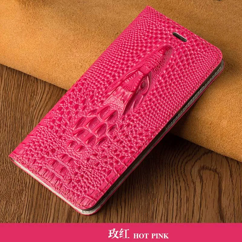 Hot pink Подходит для Oukitel U16 U20 U25 Pro C11 C13 K6000 K10000 Pro Чехол из воловьей кожи роскошный с головой дракона флип-чехол для телефона - Цвет: Hot pink