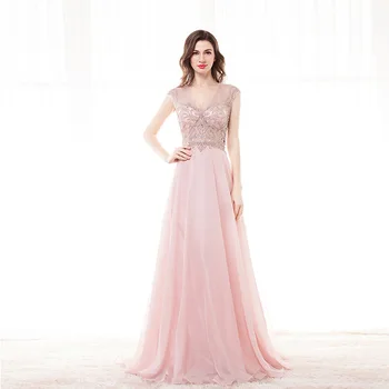 

Sexy Pink Evening Dresses Long Party Luxury Beading Formal Dress Women Elegant Plus Size Custom Made Robe Soiree Dubai Gala Gown