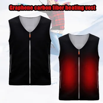 

Mens Women USB Heated Vest V Neck Zipper Coat Electric Battery Heating Winter Warming TT@88