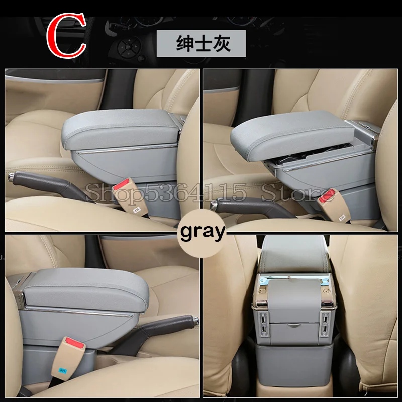 C gray Для hyundai Solaris/Verna/Grand Avega подлокотник коробка центральный магазин содержимое коробка с подстаканником пепельница USB автомобиль-Стайлинг аксессуар - Название цвета: C gray