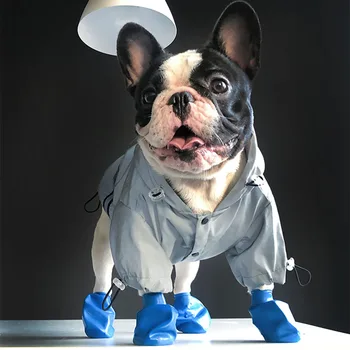 

Dog raincoat waterproof reflective clothing French bulldog bully British fighting teddy pet rain clothes thick raincoat