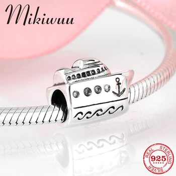 

New 100% 925 Sterling Silver luxury Cruise ship With Anchor Beads Fit Charms Original Pandora Bracelet Necklace Jewelry Making