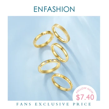 

ENFASHION Multilayer Rings For Women Stainless Steel Gold Color Stack Finger Ring Fashion Jewelry Wholesale Anillos Mujer R4011