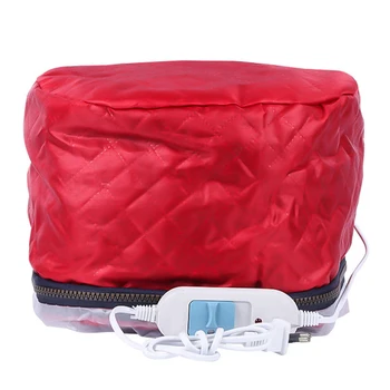 

Red Electric Hair Mask Baking Oil Cap Thermal Treatment Beauty Steamer Nourishing Heating Temperature Controlling HairCap 220V