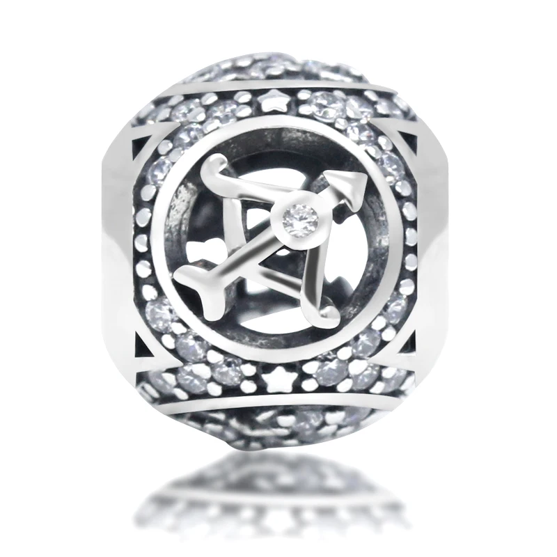 

Vintage 925 Sterling Silver Sagittarius Bead Pendant Fit Pandora Bracelet Bracelet DIY 12 Constellation