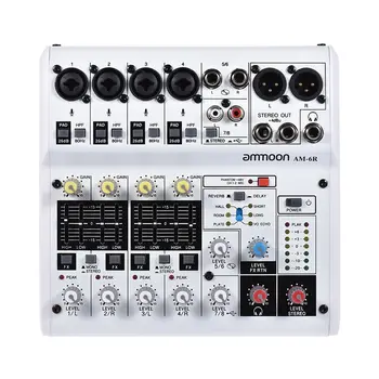 

ammoon Professional AM-6R 8-Channel Digital Audio Mixer Mixing Console Built-in 48V Phantom Power