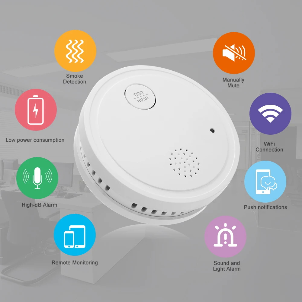 Tuya 433 МГц WiFi стробоскоп детектор дыма Беспроводная независимая сигнализация домашний охранный детектор дыма датчик пожарное оборудование