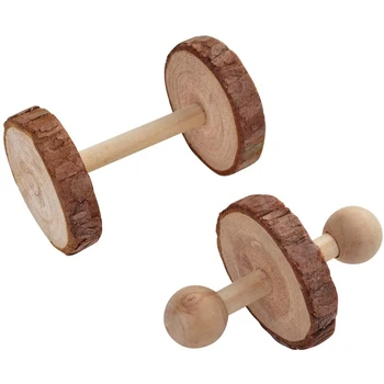 

8PCS Guinea Pig Toys Chinchilla Hamster Rat Toys Bunny Gerbil Molar Wooden Natural Dumbells Exercise Bell Roller
