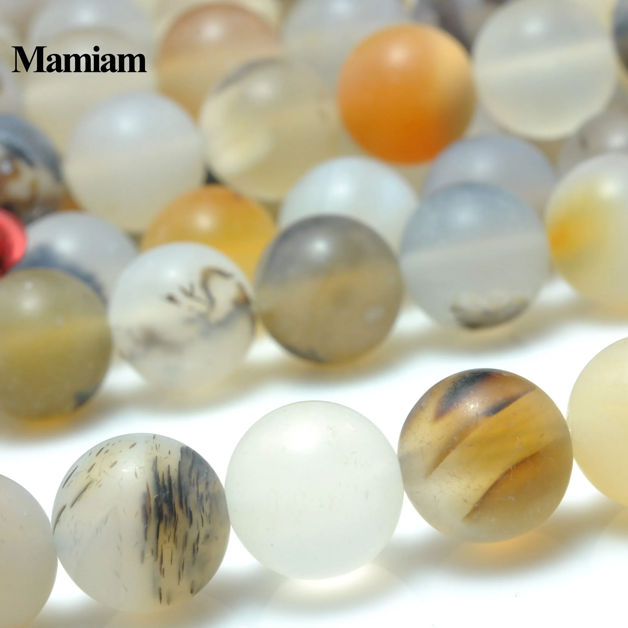 Mamiam Natural Grey Plants Agate Matte Beads 6mm 8mm Smooth Loose Round Stone Diy Bracelet Necklace Jewelry Making Gift Design | Украшения