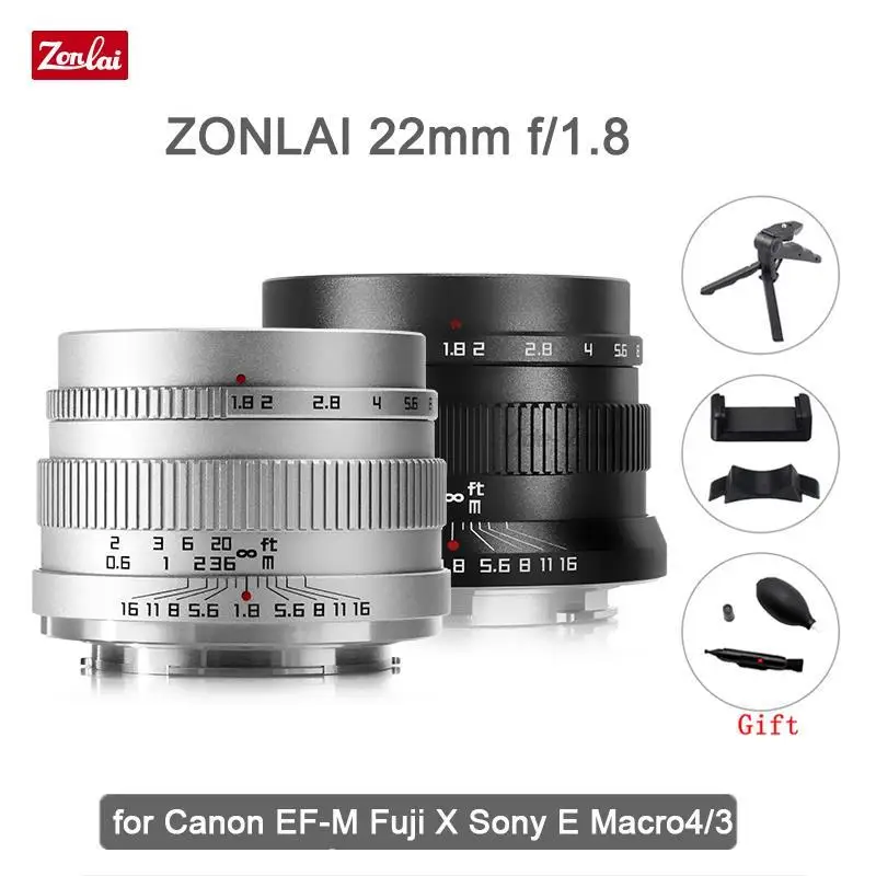 Zonlai 22 мм F1.8 ручной основной объектив для Fuji Sony E Micro 4/3 Canon фотографическое