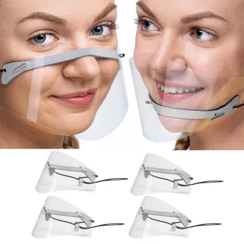 

Mini Shield Washable Reusable Comfortable Mask Transparent PVc Lip Visual Shield Splash Transparent Faces Protection 4PC maske