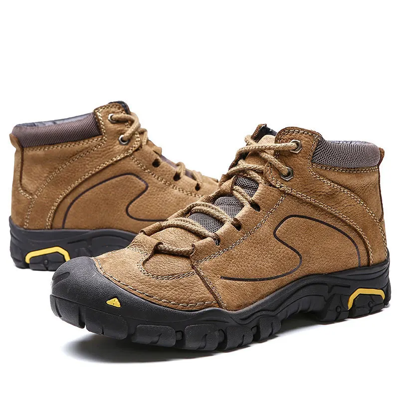 

Male Winter Outdoors Genuine Leather Hiking Shoes Waterproof High Help Non-slip Mountain Climbing Sneakers Keep Warm