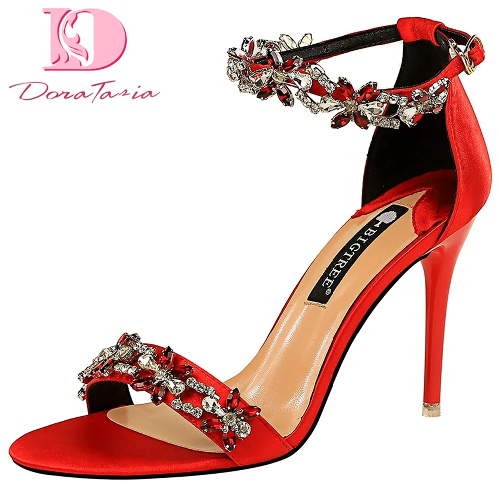 

Doratasia 2020 Dropship Thin High Heels Crytals Party Wedding Summer Woman Shoes Women Sandals