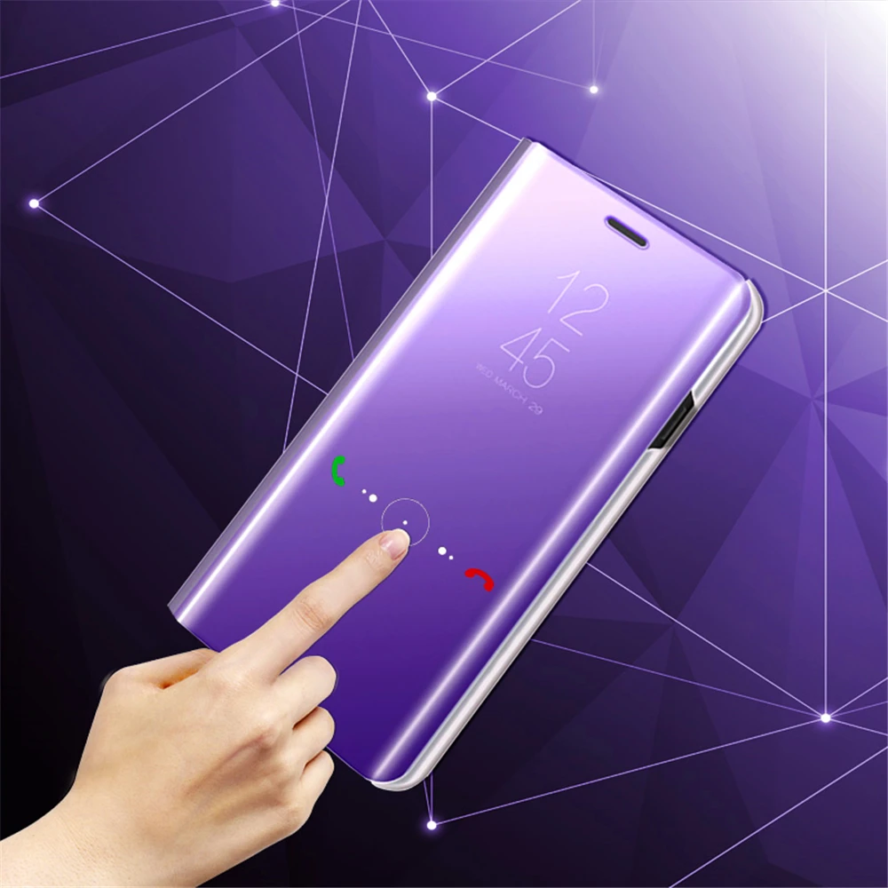 Для LG V50 ThinQ 5G чехол из искусственной кожи с покрытием зеркальный флип стенд