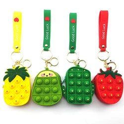 Porte monnaie en Silicone pour filles, porte clé, Cactus mignon, avocat, fossette Simple, Jouet Anti Stress pour enfants 