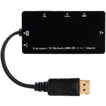 

HobbyLane HD Converter Gold Plated DisplayPort to HDMI/VGA/DVI Male to Female 4-In-1 Adapter