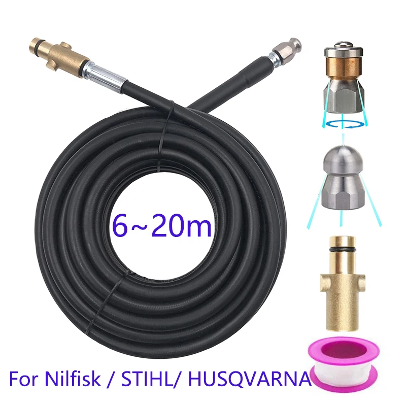 

6 ~ 20 Meters High Pressure Washers Sewer Drain Water Cleaning Hose 2320PSI For Nilfisk / STIHL / HUSQVARNA