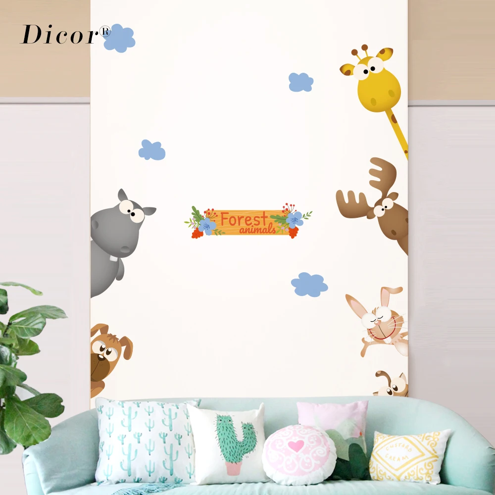

DICOR Cartoon Wall Stickers for Kids Rooms Animals QT1189