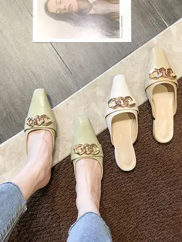 

2020 Fashion Metal Chain Mules Lady Shoes AS0078
