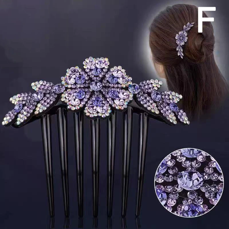 shein hair accessories Vintage Flower Crystal Hairclips Fashion Hair Maker Bun Hair Combs Plastic Shiny Hairpins for Women Hair Accessories Gift flower hair clips