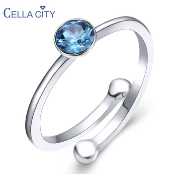 

Cellacity 925 Silver Ring With Round Creative Aquamarine Gemstone For Charm women fine jewelery wedding party gift wholesale
