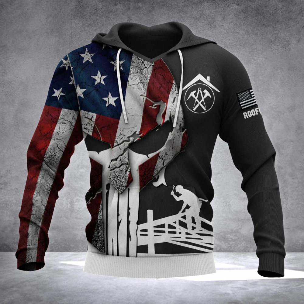

Tessffel US Flag Punisher Roofer Worker 3D Printed Men's Hoodies Skull Zipper Jacket NewFashion Autumn/Winter Unisex Style-1