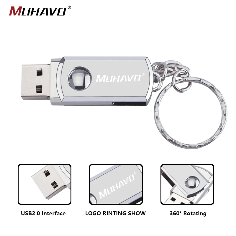 Металлический usb флеш накопитель 128 Гб 64 ГБ 32 16 вращающийся 8 4 2 0 с логотипом на