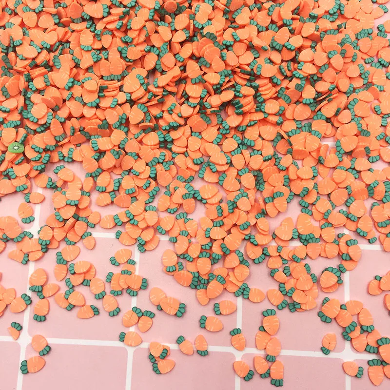 100 г/лот 3D дизайн ногтей морковь Fimo Полимерная глина DIY ломтик Дизайн ногтей украшения мини игрушки для игры Скрапбукинг телефон торт аксессуары - Цвет: carrot 7mm