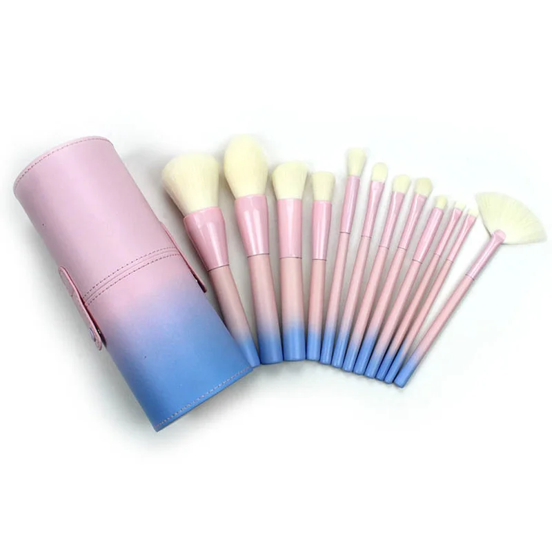 

12 Pcs/set Makeup Brush Shadow Brush Blush Brush Makeup Brush Set PU Drum Package
