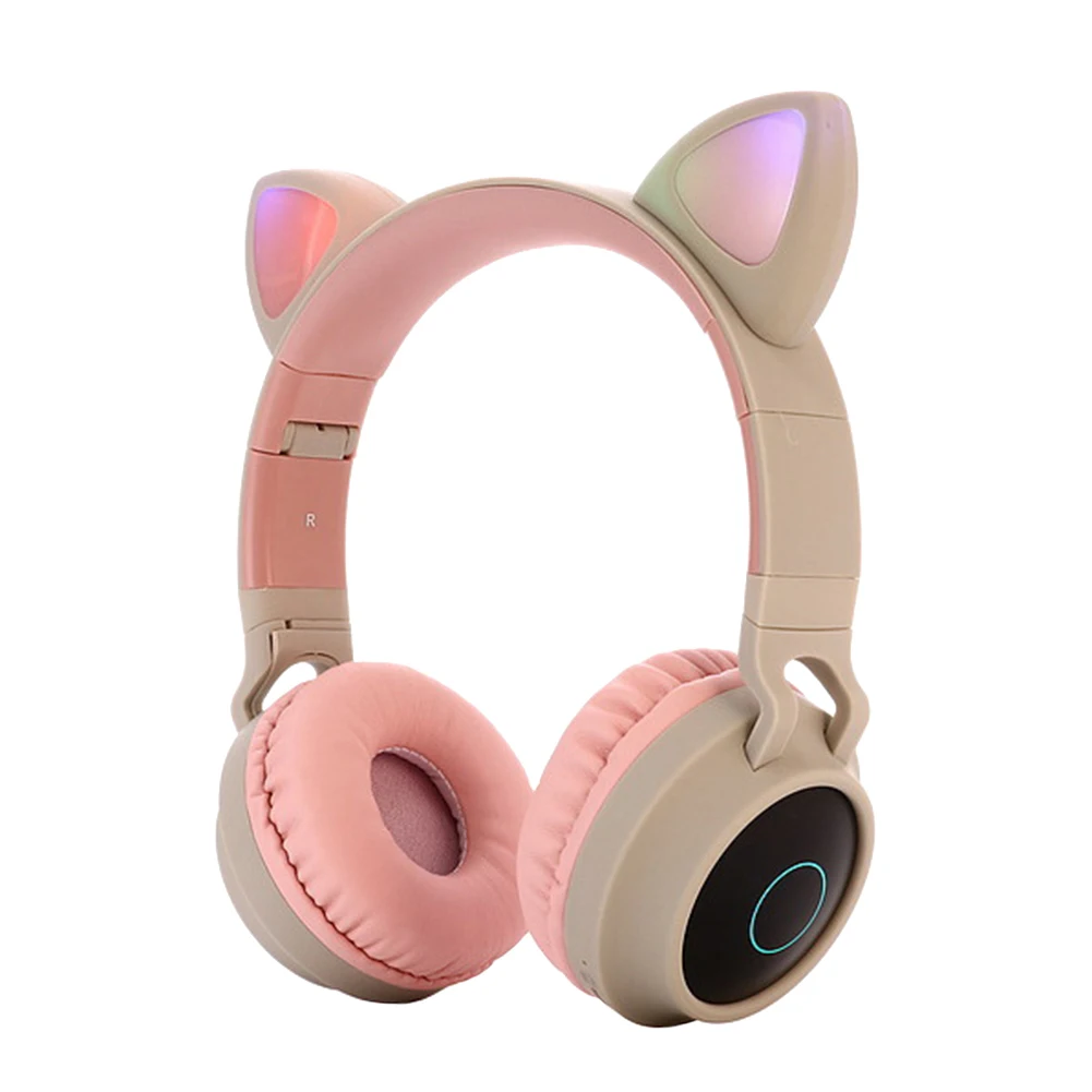 Cute Cat Bluetooth 5 0 Headset Wireless Hifi Music Stereo Bass Headphones LED Light Mobile Phones Girl Daughter Headset For PC