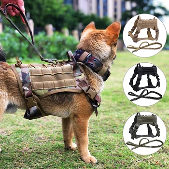 

Adjustable Tactical Service Dog Vest Training Hunting Molle Water-resistan Military Patrol Dog Harness With Handle Hunting #2