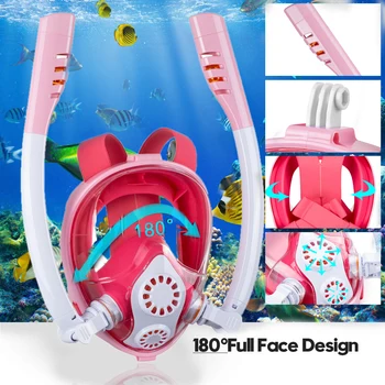 

Children Backstroke Swimming Breathing Snorkeling Mask Anti Leak Diving Mask With Double Tubes Camera Mount For Gopro XS