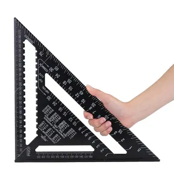

12 Inch Triangular Measuring Ruler Hand Tools Set Metric Aluminum Alloy Metric/Inch Square Roofing Triangle Protractor Tester