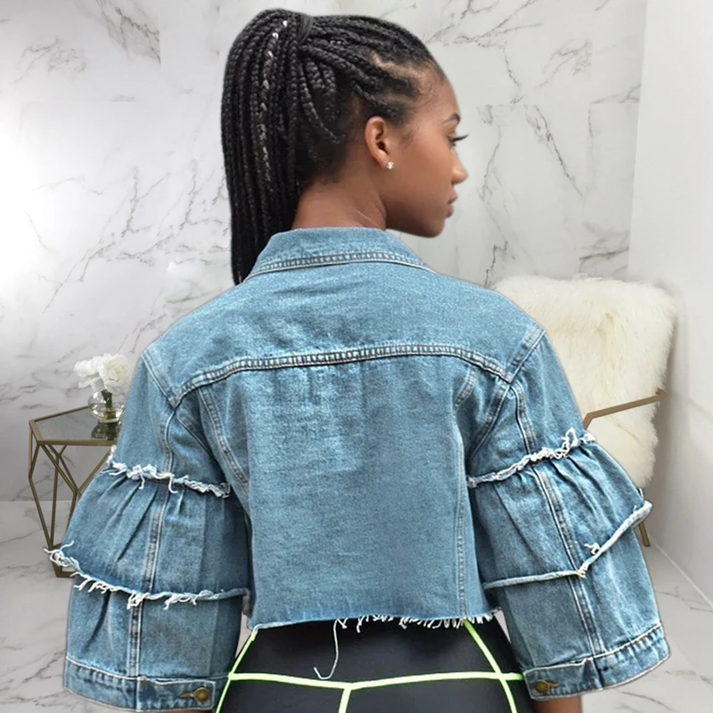 Very best Sexy fashion tassel Denim Jackets Women Hole Boyfriend Style Long Sleeve Vintage Jean jacket Denim