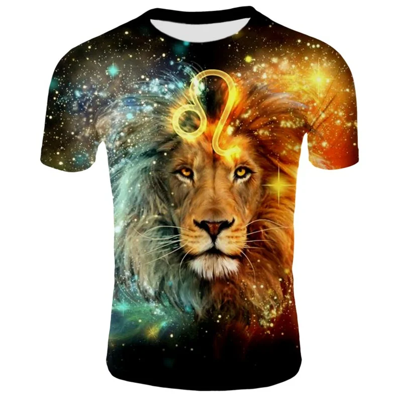 Модная мужская футболка с 3D забавным принтом льва, дизайнерская Стильная летняя футболка, брендовые топы, повседневные футболки с круглым вырезом и коротким рукавом, плюс размер 4XL