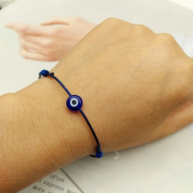 2 pièces réglable chanceux noir rouge chaîne Bracelets plat bleu mauvais œil tissé hommes chanceux Bracelet femmes Femme nouveaux bijoux de mode