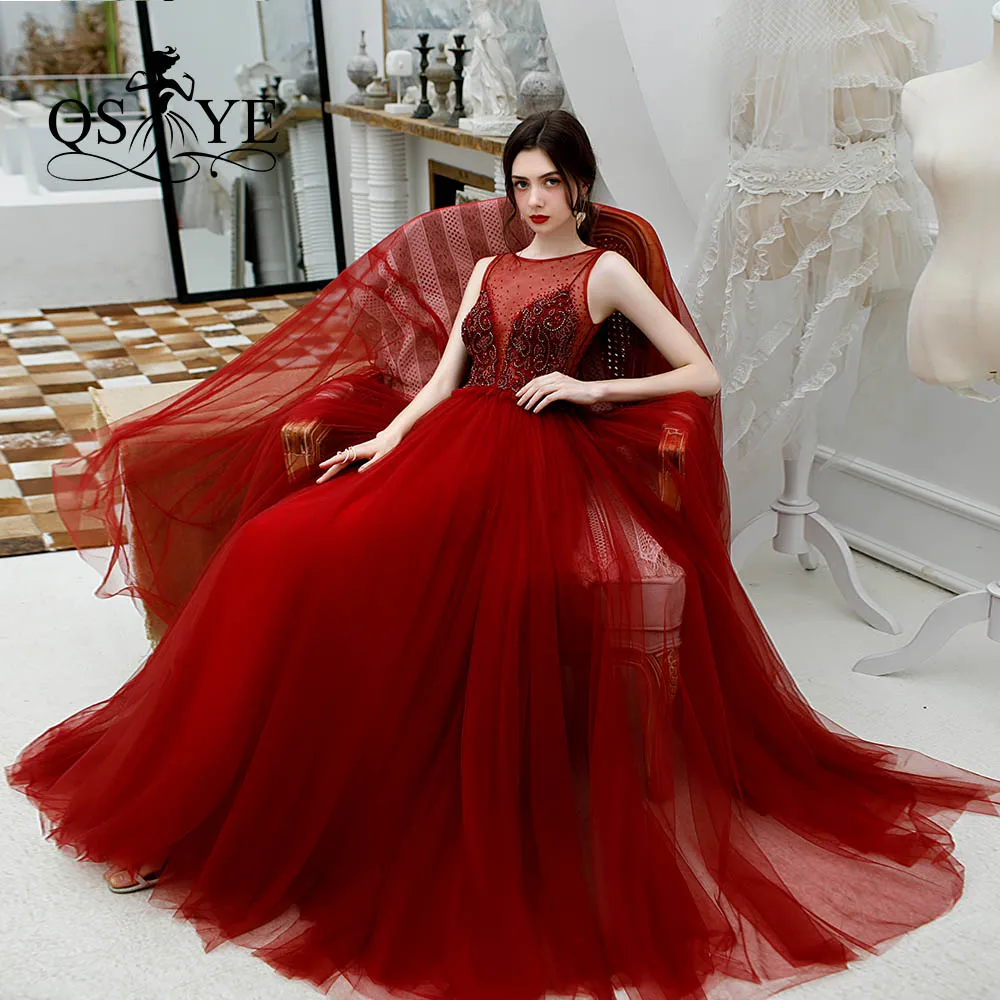 same as pictures QSYYE ever pretty длинные платья для выпускного вечера тюль v-образным вырезом vestidos largos украшенное бисером с длиной до пола вечернее платье вечерние платья - Цвет: same as pictures