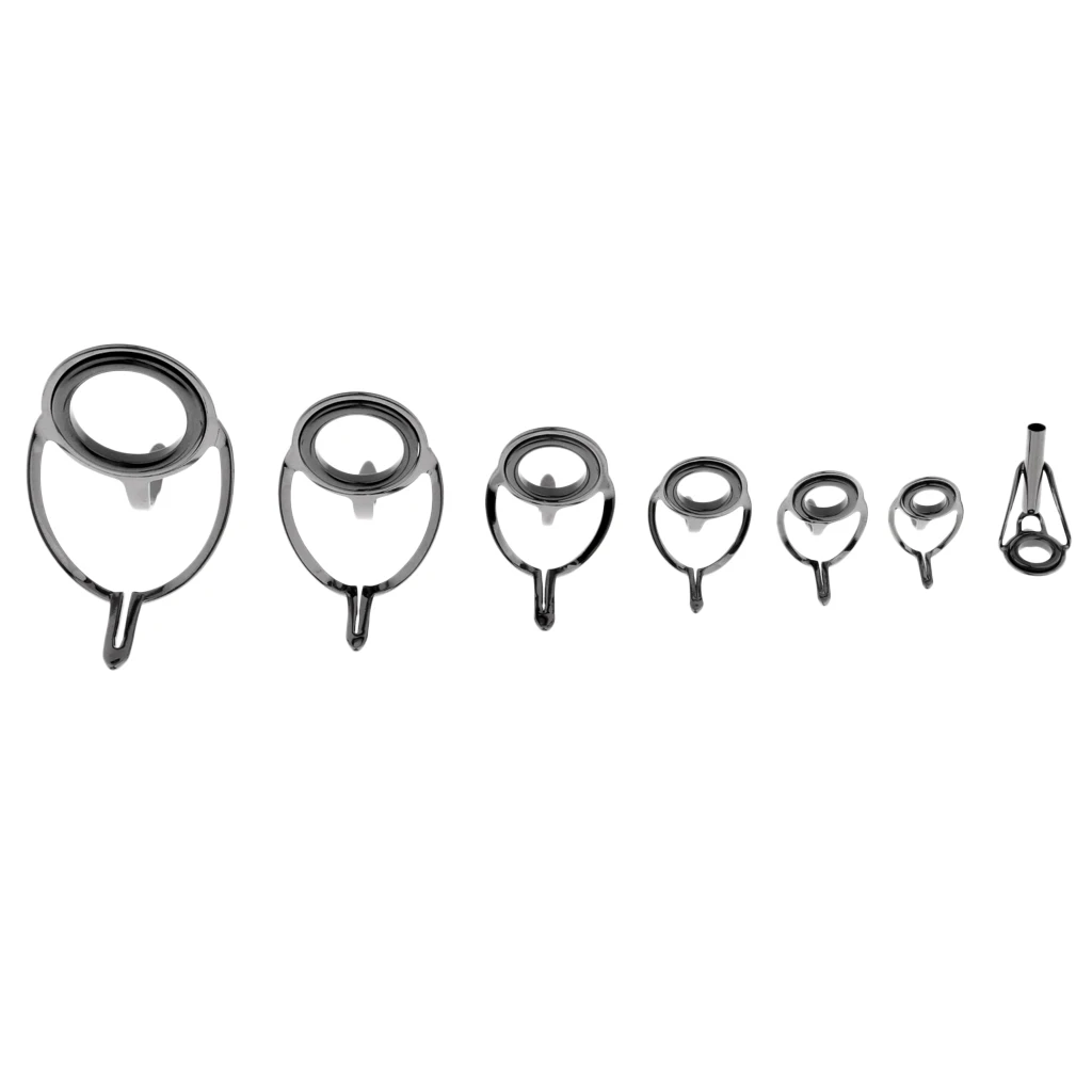 7pcs Spinning Rod Guides Tip with Eyelets, Fishing Rod Guide Replacement Tip Spare Parts Repair