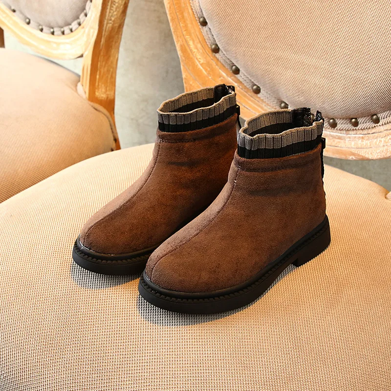 Коричневый Kids Boots Baby Girls Warm Ankle Boots Children Casual Shoes Boys Brand Boots Fashion Black Boots Soft Boots School Boots Winter - Цвет: Коричневый