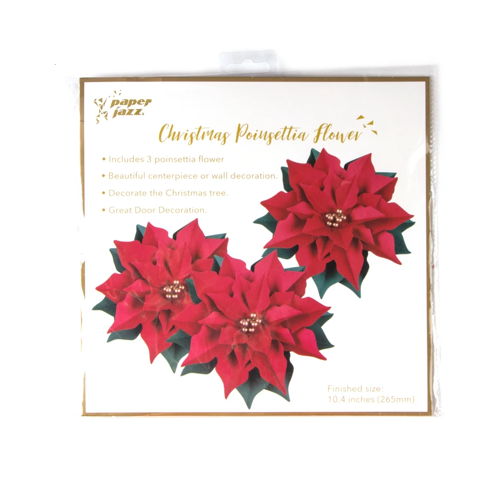 Набор из 3 рождественских украшений Poinsettia, Рождественское украшение для дома, елочные украшения, Рождественский Декор