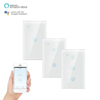 

Smart Wifi Light Switch Work with Alexa Google Assistant IFTTT Mobile Phone Remote Voice Control Touch 1 2 3 Gang US Plug