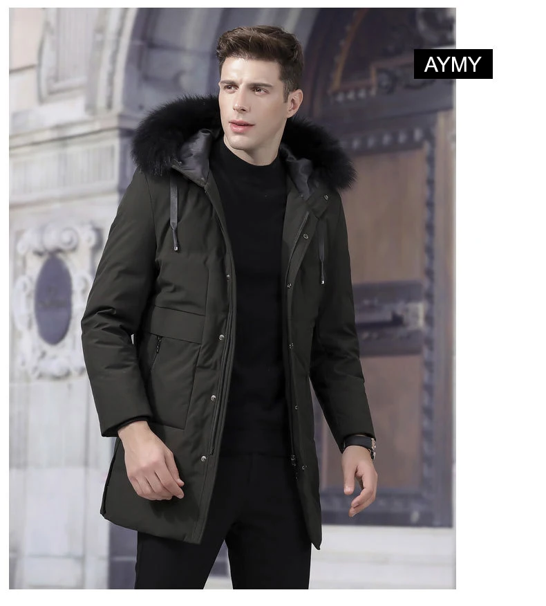Thicken Warm Fox Fur Collar Man Winter Jacket Duck Down