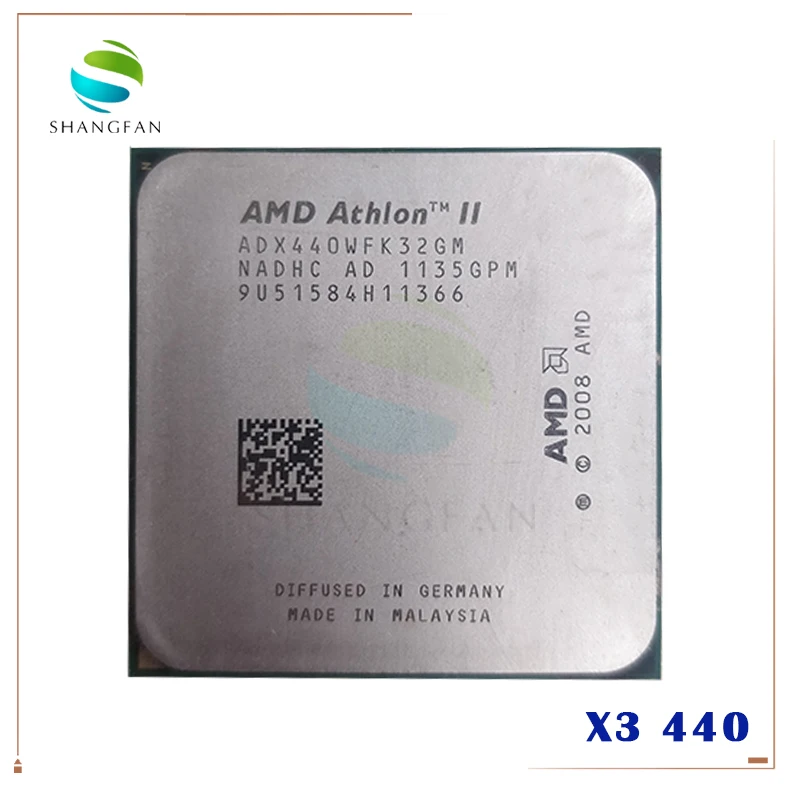 ЦП AMD Athlon II X3 440 3 ГГц трехъядерный процессор ADX440WFK32GM ADX440WFK32GI разъем AM3 938PIN|socket am3|athlon